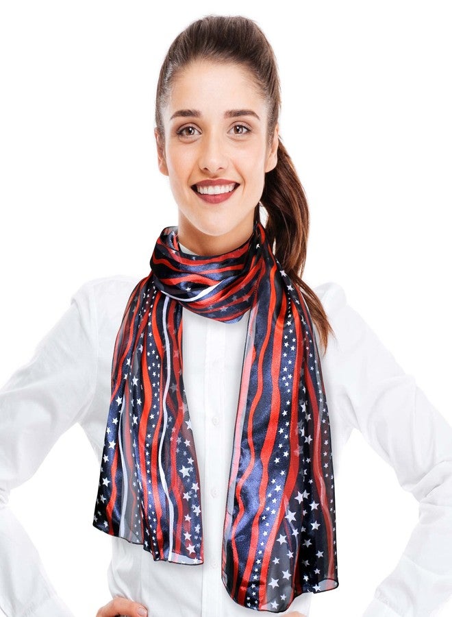 CBC Crown Patriotic USA Flag American Flag Star Scarf Fashion Novelty Scarves 13"x 60" or 35" x 35" (STRIPE - NAVY) - Image 2